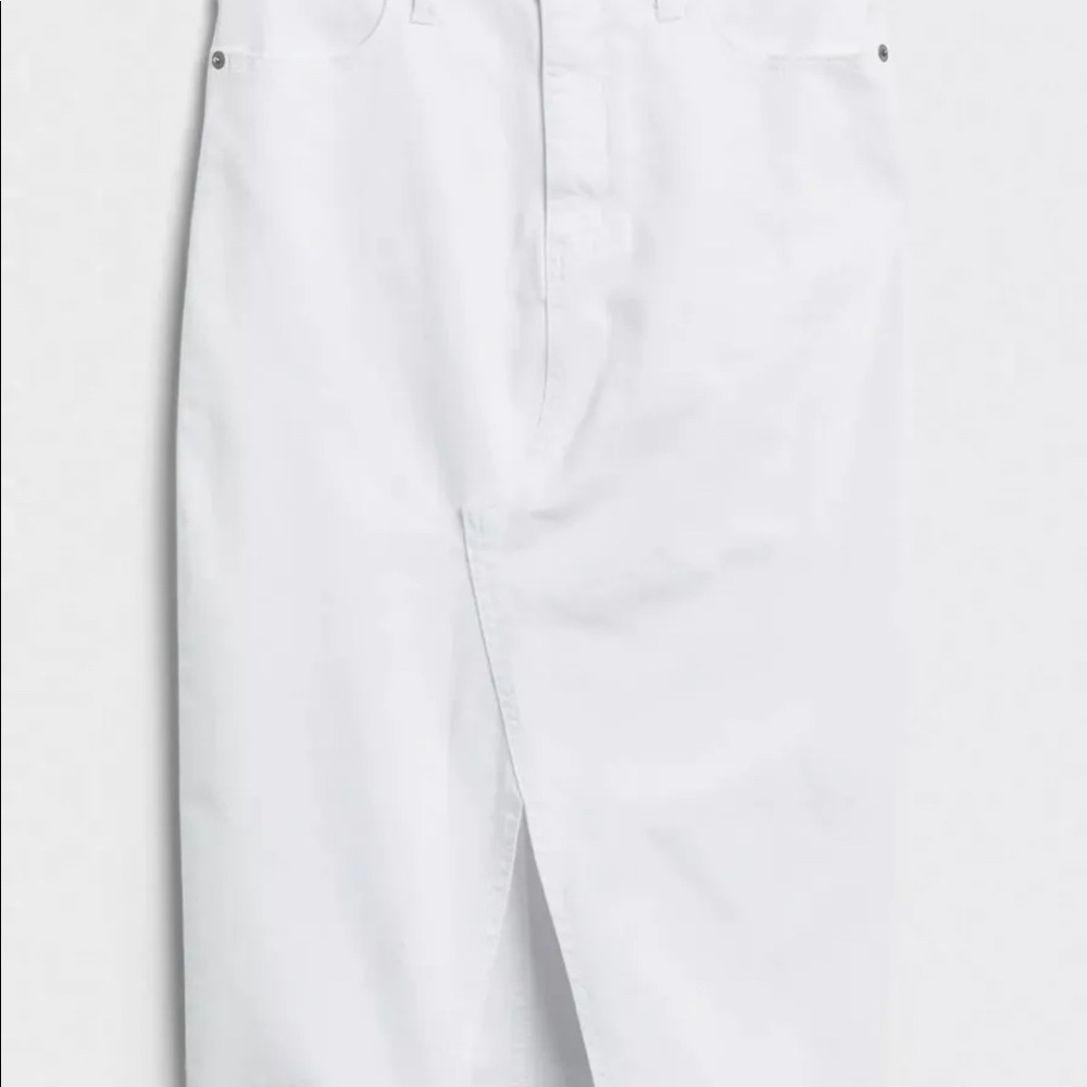 WHITE DENIM FRONT SLIT MIDI PENCIL SKIRT 20 TALL BANANA REPUBLIC NEW WITH TAGS